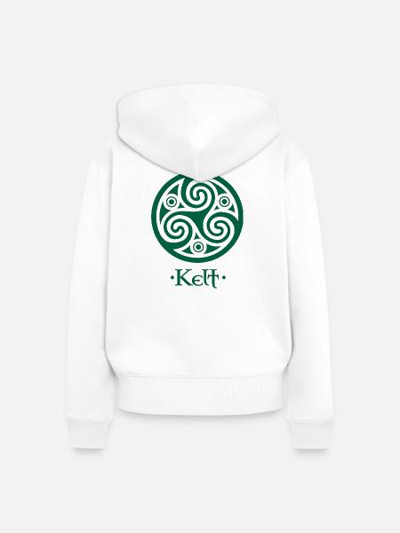 Grünes Triskelion und Schild Kelt - Frauen Premium Bio Zip Hoodie - Weiß