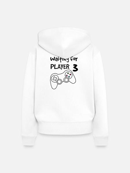 Warte auf Spieler 3 - Frauen Premium Bio Zip Hoodie - Weiß