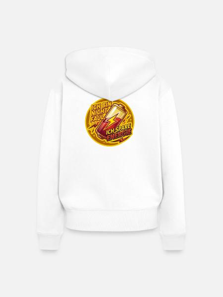 Ich spare Energie Aufdruck - Frauen Premium Bio Zip Hoodie - Weiß