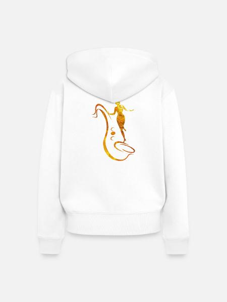 Frau und Saxophon - Frauen Premium Bio Zip Hoodie - Weiß