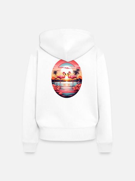 Flamingos - Frauen Premium Bio Zip Hoodie - Weiß