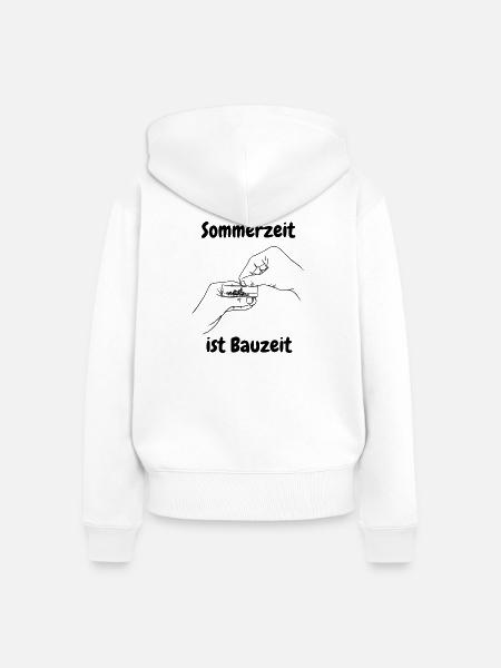 Sommerzeit ist Bauzeit - Frauen Premium Bio Zip Hoodie - Weiß