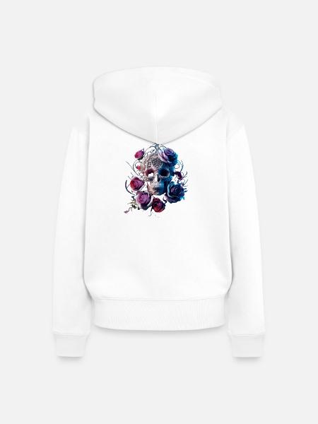 Skull and Roses - Frauen Premium Bio Zip Hoodie - Weiß