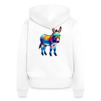 Esel-Maultier - Frauen Premium Bio Zip Hoodie - Weiß - Hinten - AI Model Female 172 light (172cm)