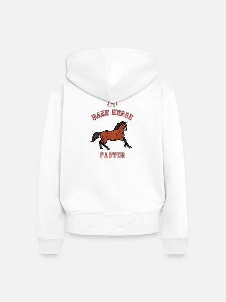 Rennpferd Rennpferd Pferdemist - Frauen Premium Bio Zip Hoodie - Weiß