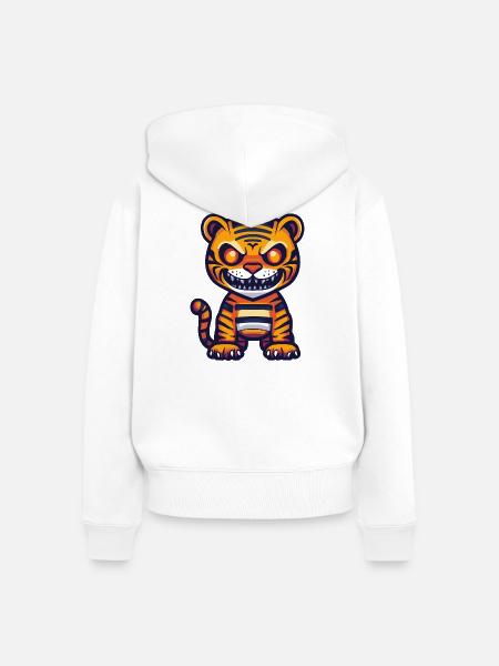Tiger Halloween Zombie - Frauen Premium Bio Zip Hoodie - Weiß