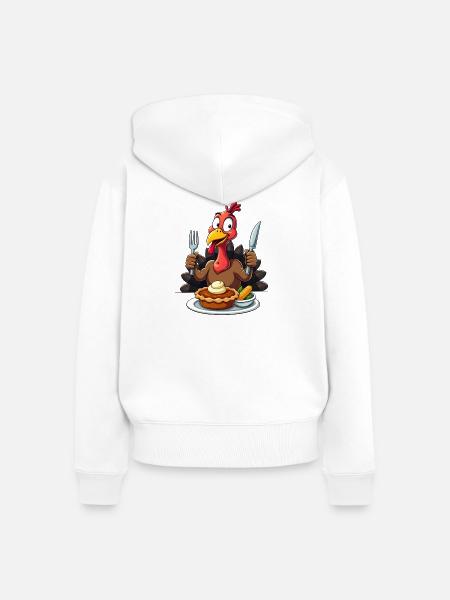 Thanksgiving Lustiger Thanksgiving Truthahn - Frauen Premium Bio Zip Hoodie - Weiß
