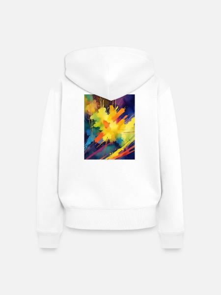 Farbexplosion Abstrakt - Frauen Premium Bio Zip Hoodie - Weiß