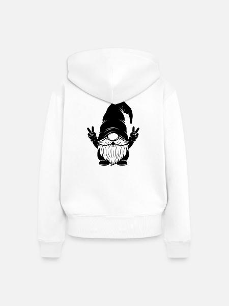Lustiger Doppel-Peace Wichtel - Frauen Premium Bio Zip Hoodie - Weiß