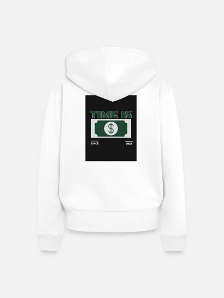 Zeit ist Geld – 2025 Design - Frauen Premium Bio Zip Hoodie - Weiß