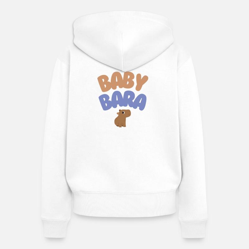 Bébé Bara Capybara - Sweat à capuche zippé Premium bio Femme - blanc