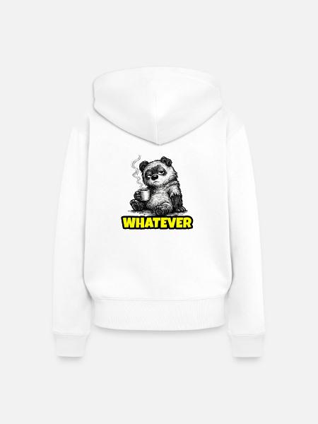 Whatever – Grumpy Bear Coffee (Sketch) - Frauen Premium Bio Zip Hoodie - Weiß