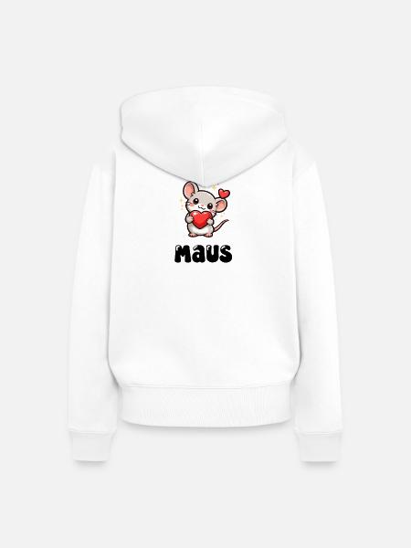 Maus - Frauen Premium Bio Zip Hoodie - Weiß