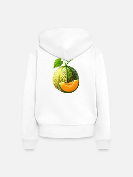 Honigmelone - Frauen Premium Bio Zip Hoodie - Weiß