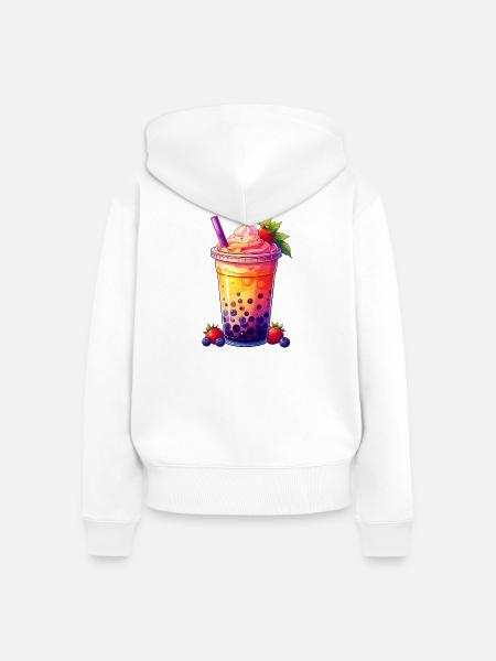 Bubble Tea - Frauen Premium Bio Zip Hoodie - Weiß