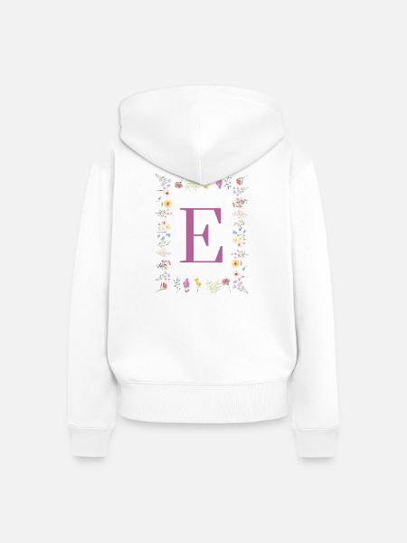 Monogramm E mit Frühlingsblüten - Frauen Premium Bio Zip Hoodie - Weiß