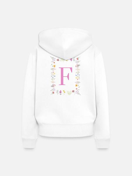 Florale Initialen "F", Buchstaben Monogramm  - Frauen Premium Bio Zip Hoodie - Weiß