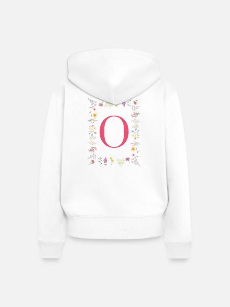 Florale Initialen "O", Buchstaben Monogramm - Frauen Premium Bio Zip Hoodie - Weiß