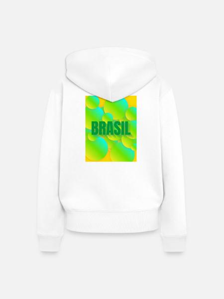 Brasil Neon Blasen Design - Frauen Premium Bio Zip Hoodie - Weiß