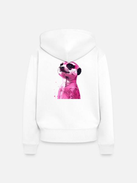 rosa Erdmännchen - Frauen Premium Bio Zip Hoodie - Weiß