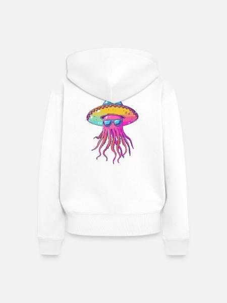 Qualle Lustig Sombrero - Frauen Premium Bio Zip Hoodie - Weiß