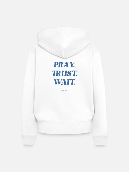 Beten Vertrauen Warten - Frauen Premium Bio Zip Hoodie - Weiß