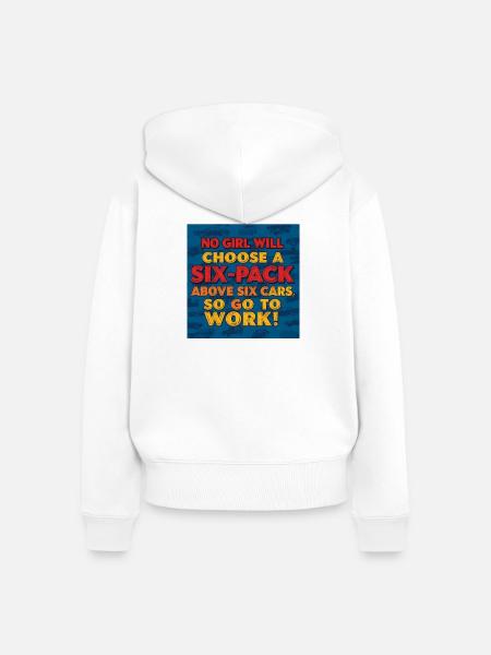 Six-Pack vs Autos: Leg los. - Frauen Premium Bio Zip Hoodie - Weiß