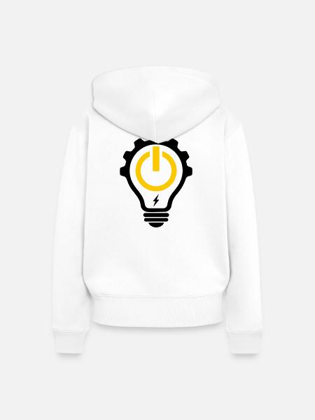 Elektriker Glühbirne Blitz und Zahnrad - Frauen Premium Bio Zip Hoodie - Weiß