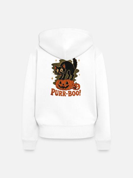 Purrr-BOO Halloween Katze - Frauen Premium Bio Zip Hoodie - Weiß