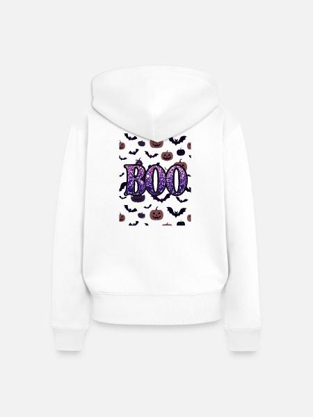 Boo Glitter Halloween-Nacht - Frauen Premium Bio Zip Hoodie - Weiß