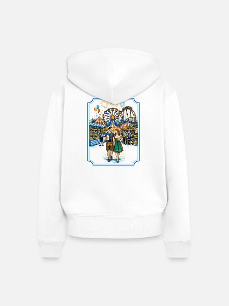 Volksfest Jahrmarkt Rummelplatz Partnerlook - Frauen Premium Bio Zip Hoodie - Weiß