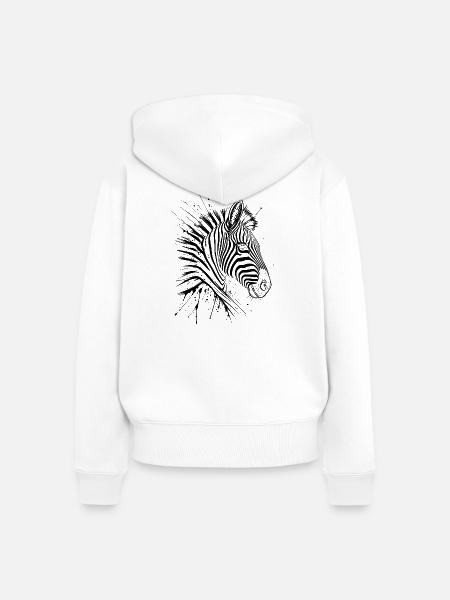 Zebra - Frauen Premium Bio Zip Hoodie - Weiß