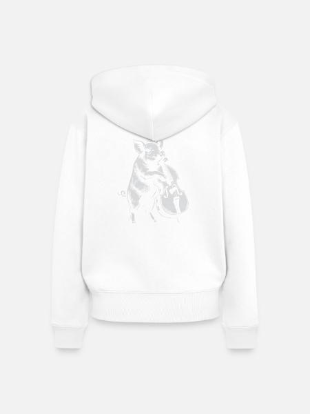 Swine spielt Kontrabass - Frauen Premium Bio Zip Hoodie - Weiß