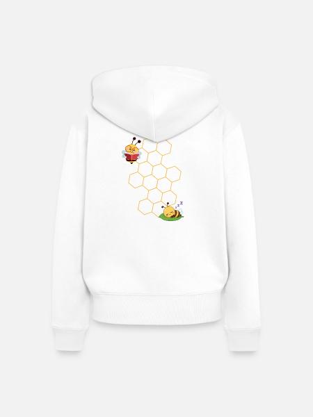 Bee - Frauen Premium Bio Zip Hoodie - Weiß