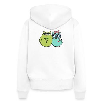 Amitié colorée avec les chouettes - Sweat à capuche zippé Premium bio Femme - blanc - Dos - AI Model Female 172 light (172cm)