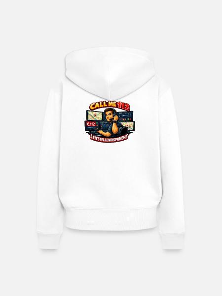 Call Me 112 Leitstellendisponent - Frauen Premium Bio Zip Hoodie - Weiß