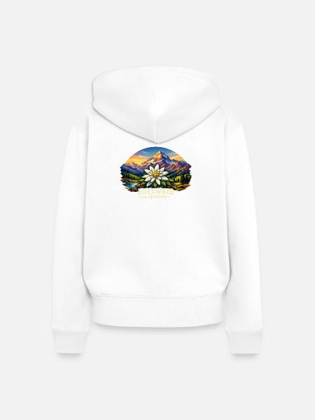 Edelweiß im Herzen - Frauen Premium Bio Zip Hoodie - Weiß
