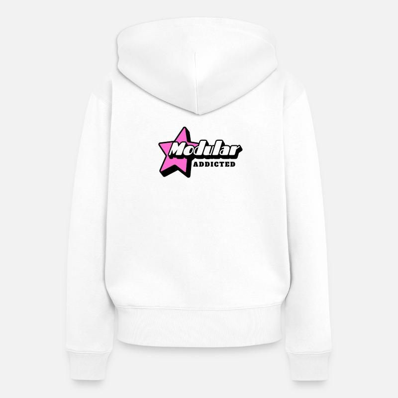 Synthétiseur modulaire Addicted - Sweat à capuche zippé Premium bio Femme - blanc
