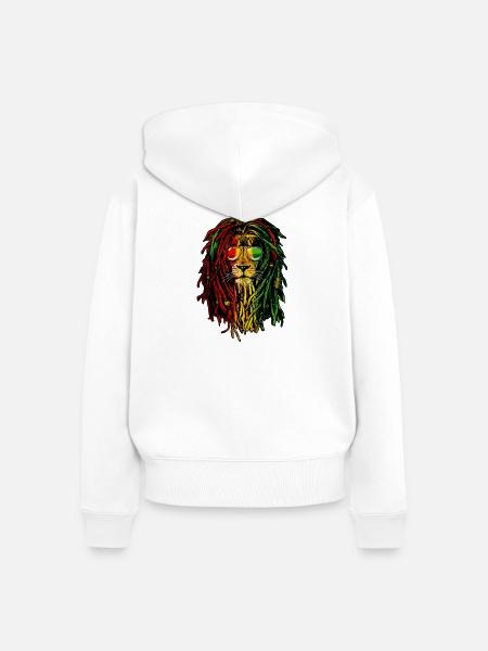Lion Rasta - Frauen Premium Bio Zip Hoodie - Weiß