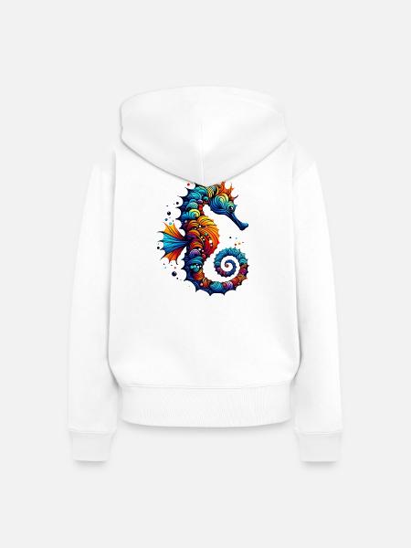 Seepferdchen - Frauen Premium Bio Zip Hoodie - Weiß