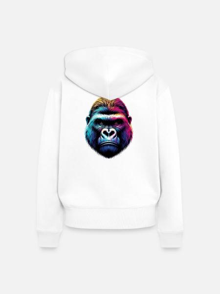 Gorilla - Frauen Premium Bio Zip Hoodie - Weiß
