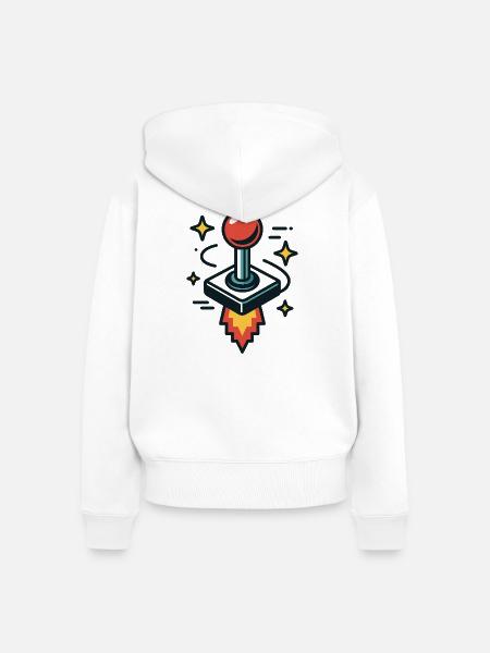 Joystick Rocket - Frauen Premium Bio Zip Hoodie - Weiß