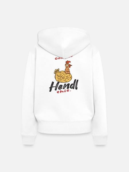 Verspieltes Huhn mit Humor - Frauen Premium Bio Zip Hoodie - Weiß