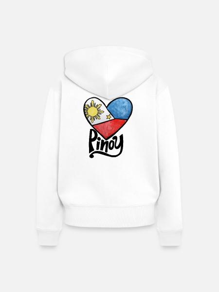 Philippinen-Flaggen-Herz-Druck - Frauen Premium Bio Zip Hoodie - Weiß