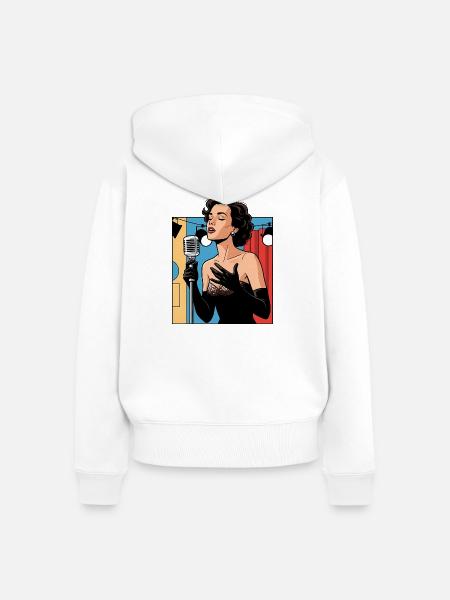 Glamouröse Bühnenstimme - Frauen Premium Bio Zip Hoodie - Weiß