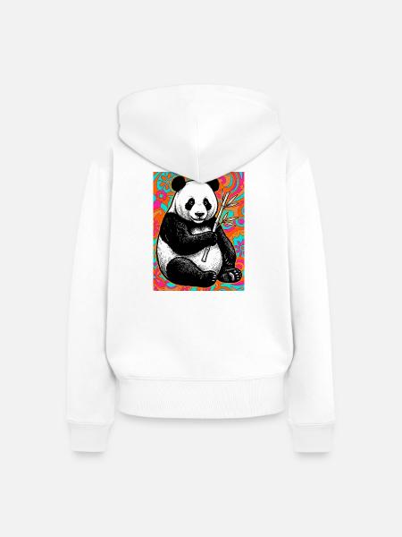 Panda - Frauen Premium Bio Zip Hoodie - Weiß