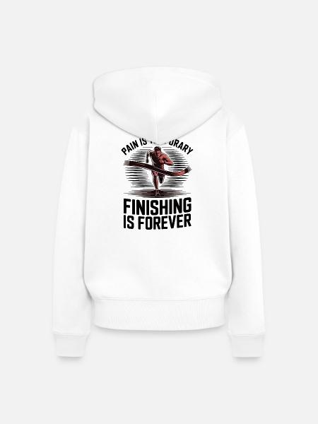 Finish Line Motivation Läufer - Frauen Premium Bio Zip Hoodie - Weiß