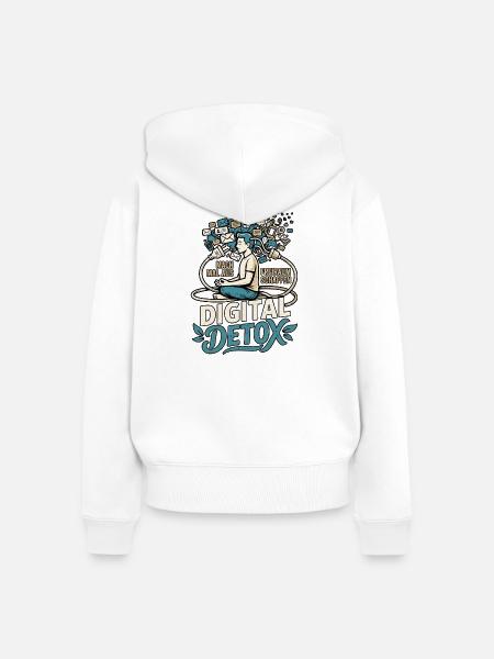 Digital Detox Mindfulness - Frauen Premium Bio Zip Hoodie - Weiß