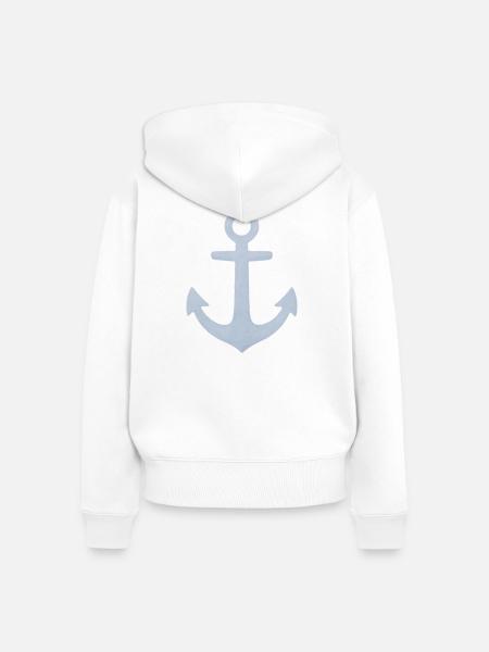 Minimalistischer nautischer Pastellanker - Frauen Premium Bio Zip Hoodie - Weiß