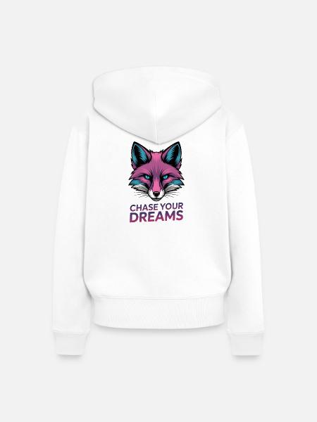 Pink Fox: Folge deinen Träumen - Frauen Premium Bio Zip Hoodie - Weiß